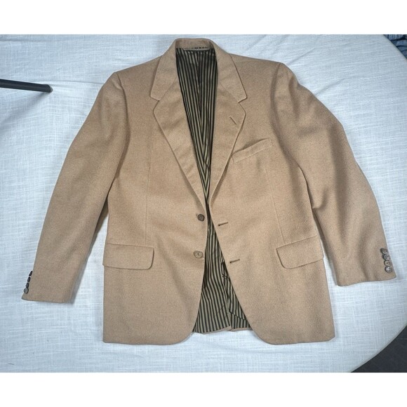 Vtg Old Money Tan Camel Hair Blazer Oxford Clothes Harry Holland Sz 42 Onwentzia - Picture 9 of 16